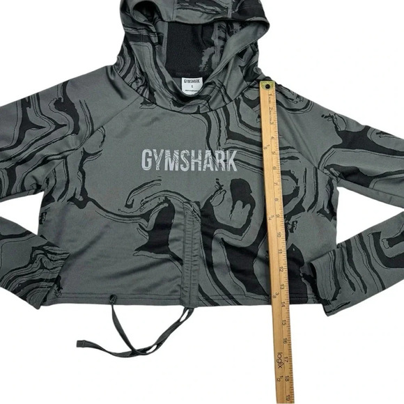 Gymshark Marble Long Sleeve Hooded Crop Pullover - Picture 8 of 10